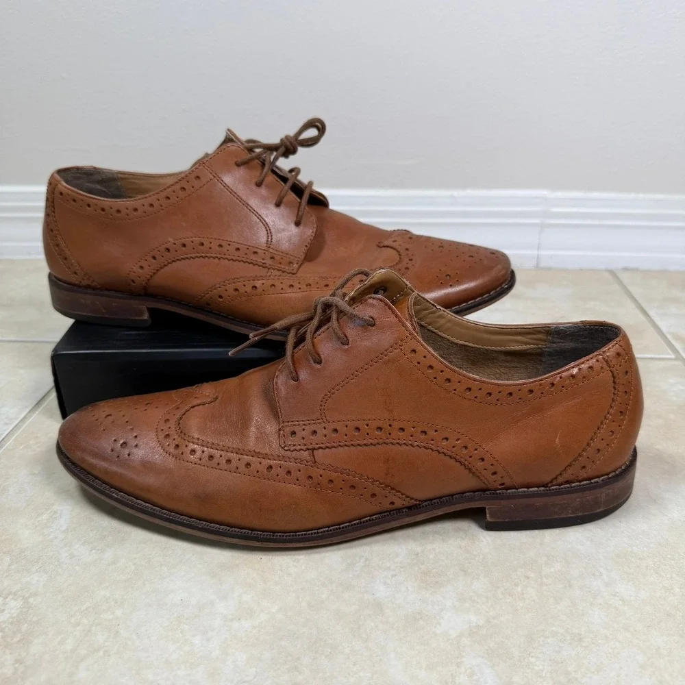 Florsheim Wingtip Oxford Mens 10 D Brown Leather Brogue Dress Shoes 11737-257